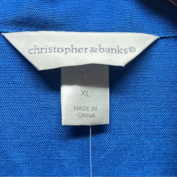 Christopher & Banks Linen Blend Jacket Womens XL Blue Button Up Pockets New - Picture 7 of 11